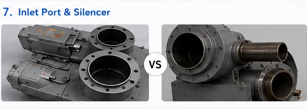 Inlet port and silencer comparison